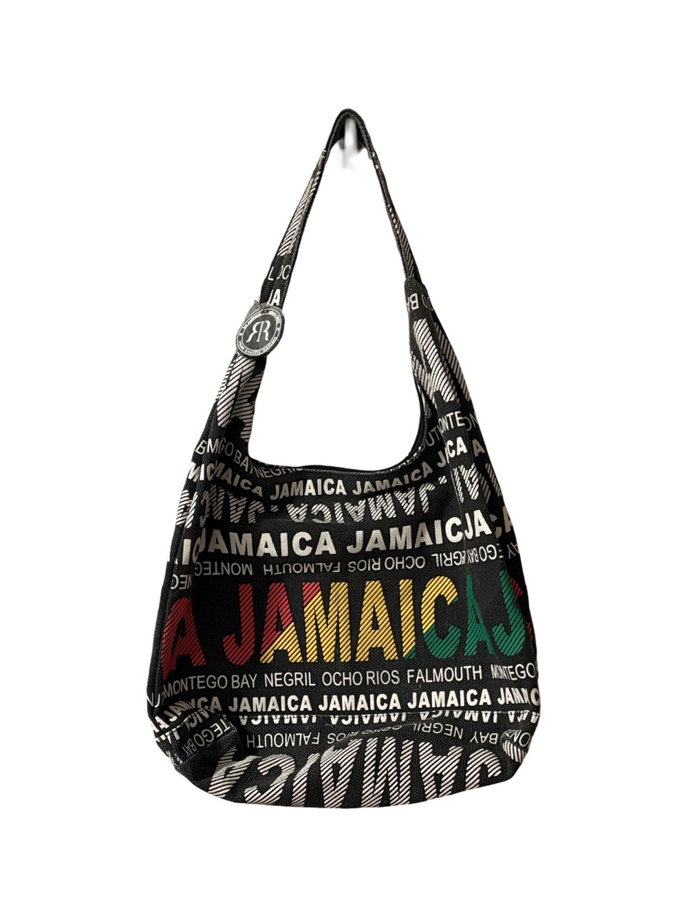 🏡 NWT Robin Ruth Jamaica Print Hobo Shoulder Bag in Black & Rasta Colors